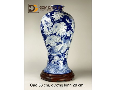 Mai bình vẽ cảnh sen hạc Mai bình vẽ cảnh sen hạc