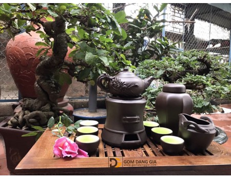 Bộ ấm chén tử sa đắp tay, đắp nổi hoa S2 Bộ ấm chén tử sa đắp tay, đắp nổi hoa S2