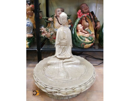 Tượng phật ngồi thiền đài sen, men rạn gốm sứ Bát Tràng Tượng phật ngồi thiền đài sen, men rạn gốm sứ Bát Tràng