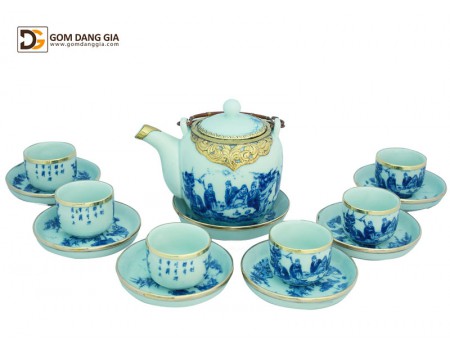 Bộ ấm chén dáng vại trúc lâm thất hiền Bộ ấm chén dáng vại trúc lâm thất hiền