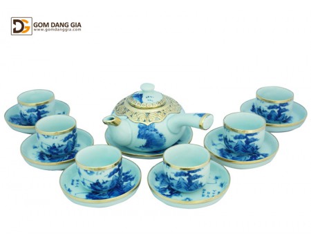 Bộ ấm chén quai ngang sơn thủy Bộ ấm chén quai ngang sơn thủy
