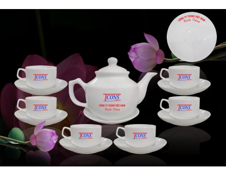 Bộ ấm chén quà tặng, in logo, tên S8 Bộ ấm chén quà tặng, in logo, tên S8