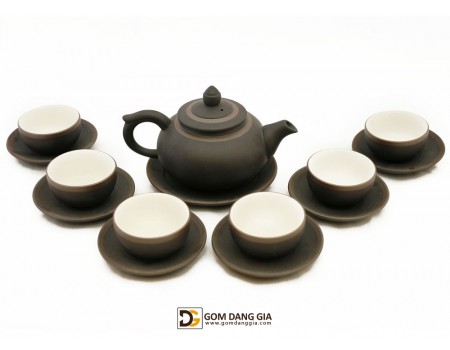 Bộ tử sa dáng chóp men đen chỉ bạc Bộ tử sa dáng chóp men đen chỉ bạc