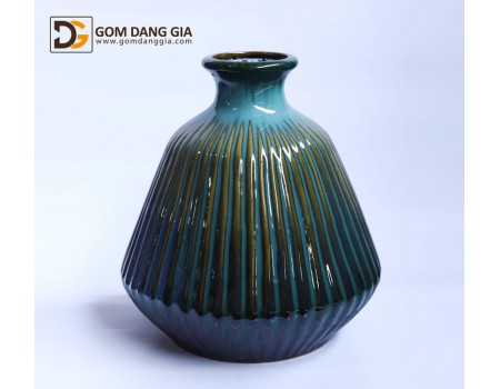 Bình hoa Bát Tràng men hỏa biến xanh, dáng rọ S13 Bình hoa Bát Tràng men hỏa biến xanh, dáng rọ S13