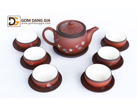 Bộ ấm trà tử sa phong cách nhật bản kẻ vân vẽ hoa S4 Bộ ấm trà tử sa phong cách nhật bản kẻ vân vẽ hoa S4