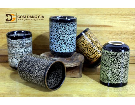 Cốc sứ không quai dáng cao men hỏa biến da báo S7 Cốc sứ không quai dáng cao men hỏa biến da báo S7