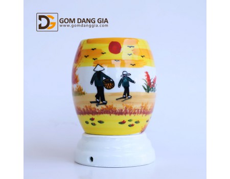 Đèn xông tinh dầu vẽ cảnh quê hương S17 Đèn xông tinh dầu vẽ cảnh quê hương S17