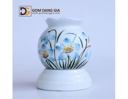 Đèn xông tinh dầu dáng quả lựu vẽ hoa S4 Đèn xông tinh dầu dáng quả lựu vẽ hoa S4