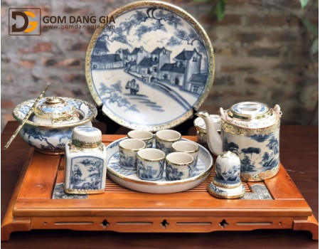 Bộ trà Bát Tràng men rạn giả cổ bọc đồng dáng tích, chọn bộ Bộ trà Bát Tràng men rạn giả cổ bọc đồng dáng tích, chọn bộ