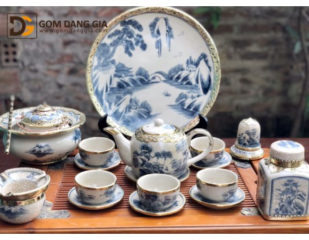 Bộ trà Bát Tràng men rạn giả cổ bọc đồng dáng bưởi quai sứ, chọn bộ Bộ trà Bát Tràng men rạn giả cổ bọc đồng dáng bưởi quai sứ, chọn bộ