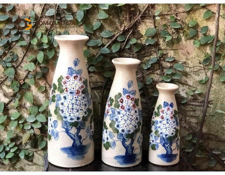 Lọ hoa trang trí vẽ khổng tú cầu men rạn cổ Lọ hoa trang trí vẽ khổng tú cầu men rạn cổ