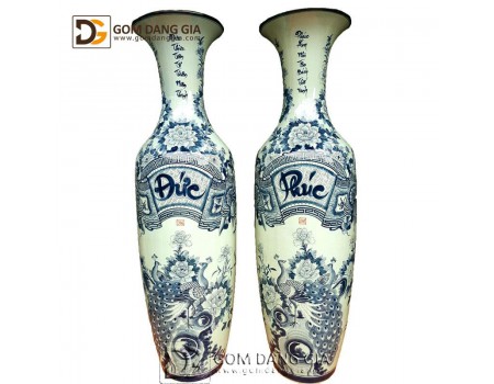 Lọ lộc bình men tràm cổ Đức Phúc họa tiết vẽ công mẫu đơn Lọ lộc bình men tràm cổ Đức Phúc họa tiết vẽ công mẫu đơn