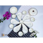 Set đồ ăn vẽ hoa đào xanh S1