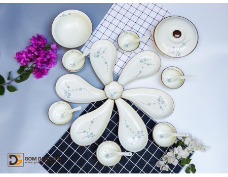 Set đồ ăn vẽ hoa đào xanh S1 Set đồ ăn vẽ hoa đào xanh S1