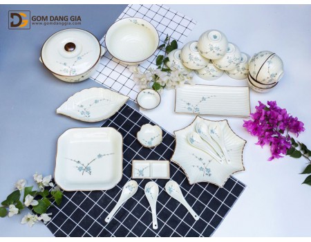 Set đồ ăn vẽ hoa đào xanh S2 Set đồ ăn vẽ hoa đào xanh S2