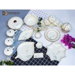 Set đồ ăn vẽ hoa đào xanh S3