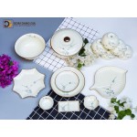 Set đồ ăn vẽ hoa đào xanh S4