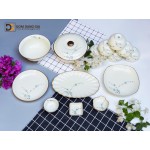 Set đồ ăn vẽ hoa đào xanh S5