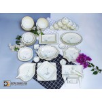 Set đồ ăn vẽ hoa đào xanh S6