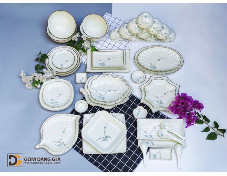 Set đồ ăn vẽ hoa đào xanh S6 Set đồ ăn vẽ hoa đào xanh S6
