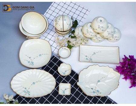 Set đồ ăn vẽ hoa đào xanh S7 Set đồ ăn vẽ hoa đào xanh S7
