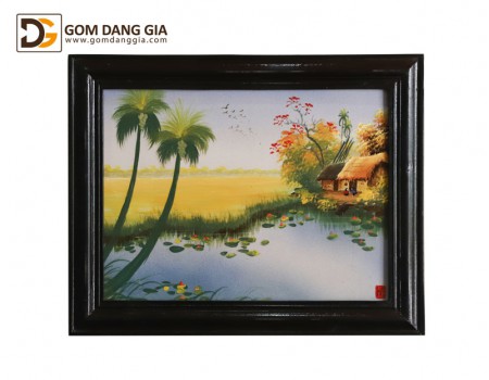 Tranh sứ Bát Tràng có khung, họa tiết cảnh đồng quê S11 Tranh sứ Bát Tràng có khung, họa tiết cảnh đồng quê S11
