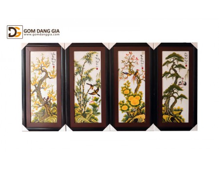 Tranh sứ Bát Tràng có khung họa tiết tứ cảnh S17 Tranh sứ Bát Tràng có khung họa tiết tứ cảnh S17