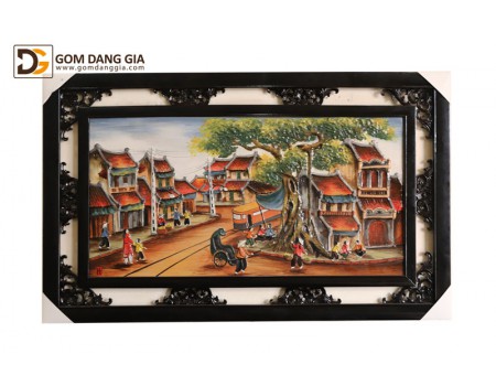 Tranh sứ Bát Tràng có khung, họa tiết cảnh phố cổ S8 Tranh sứ Bát Tràng có khung, họa tiết cảnh phố cổ S8