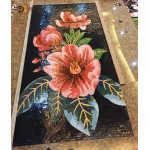 Tranh mosaic gốm sứ Bát Tràng họa tiết hoa sứ đỏ.